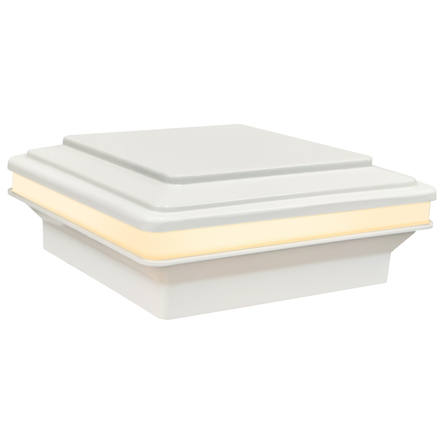 Low Voltage Post Cap Light, Flat Top, Classic White, 4.5"x4.5" Opening, 2.5W, 12lm, 3000K