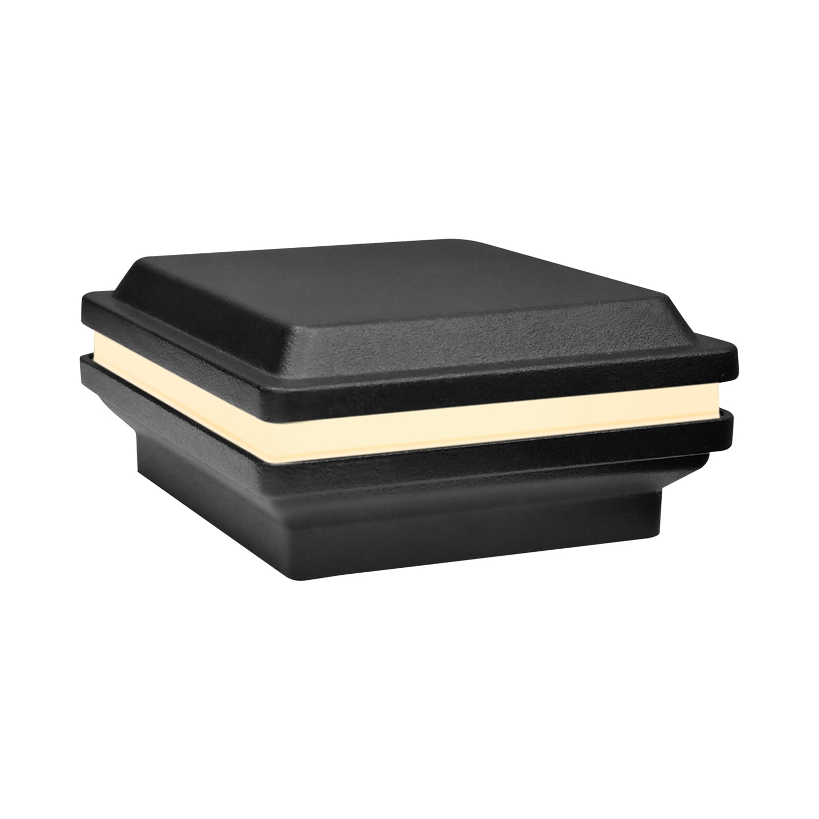Low Voltage Post Cap Light, Flat Top, Black, 2.5"x2.5" Opening, 1W, 10lm, 3000K