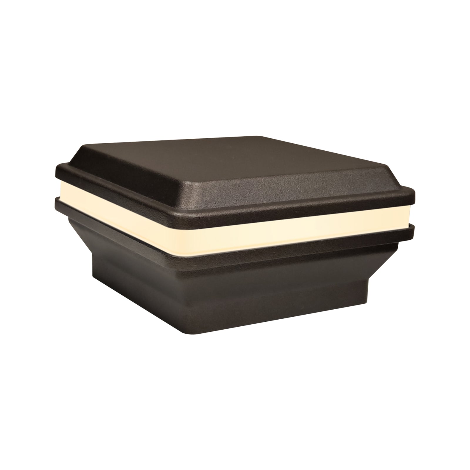 Low Voltage Post Cap Light, Flat Top, Dark Bronze, 3.0"x3.0" Opening, 1W, 11lm, 3000K