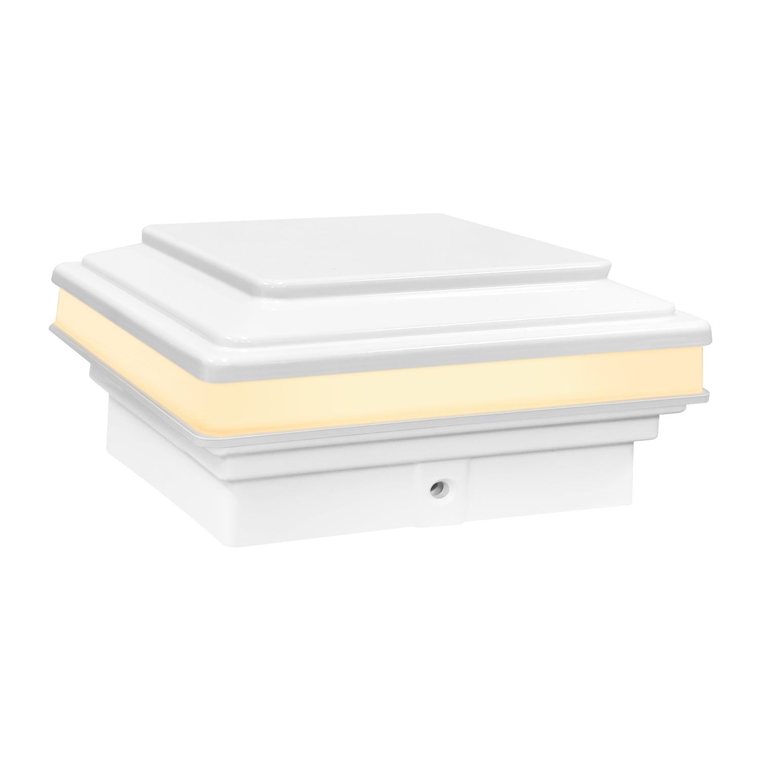 Low Voltage Post Cap Light, Flat Top, Glossy White, 4.0"x4.0" / 3.5" x 3.5" Opening, 3W, 30lm, 2700K