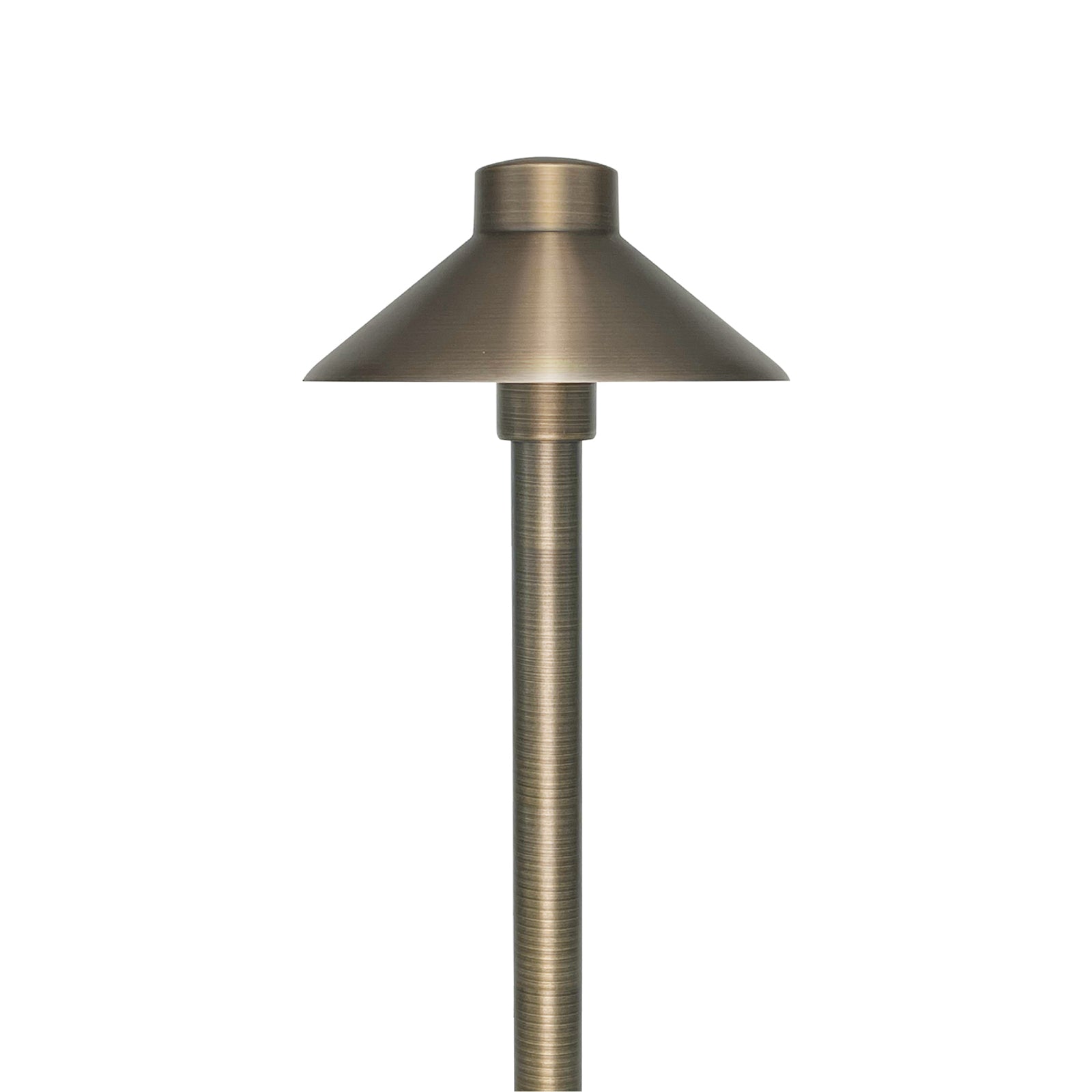 Low Voltage Small Brass Pathway Light, China Hat (5.5" Shade, 16" Tall), 12V AC/DC, 3W, 180lm, 2700K