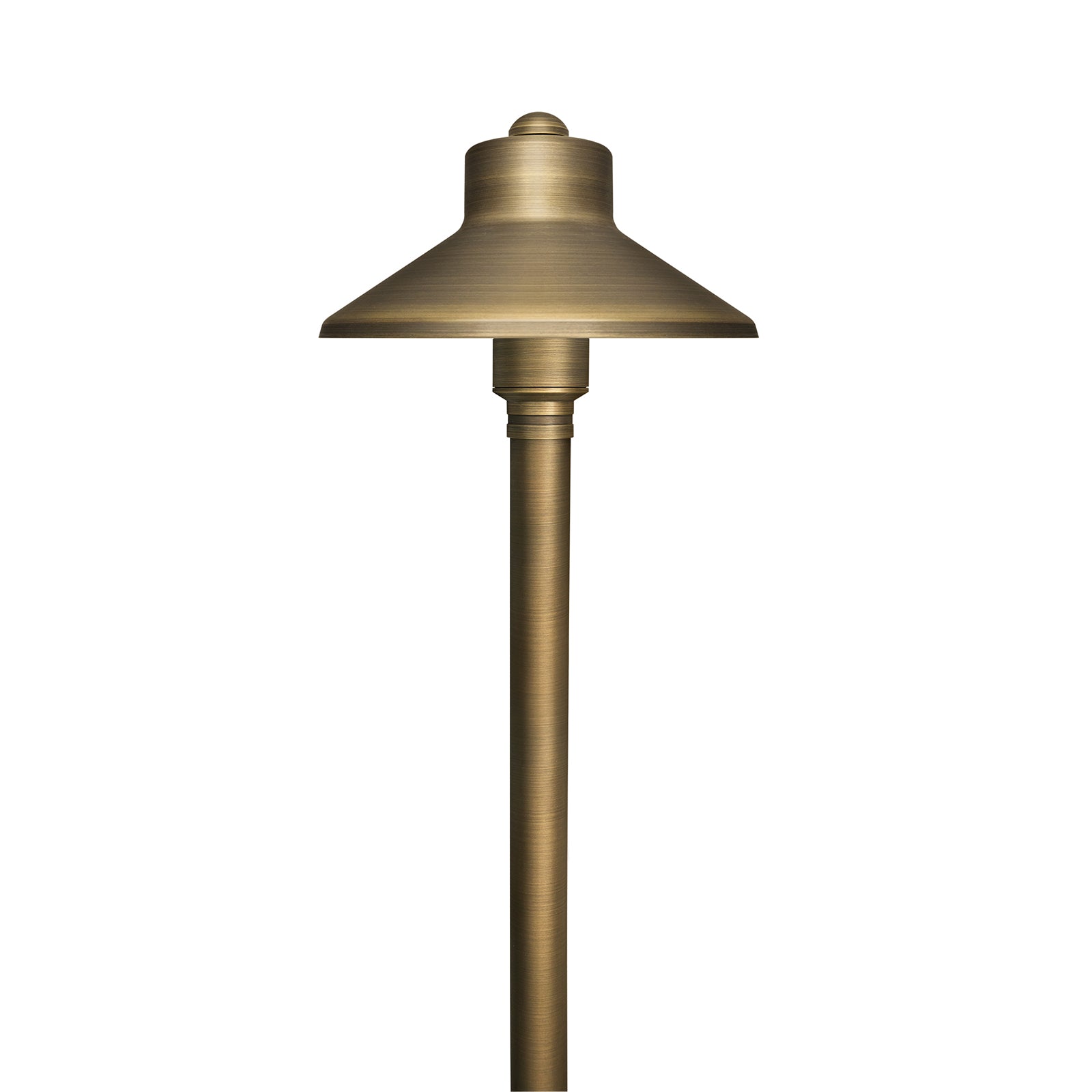 Low Voltage Solid Brass Pathway Light, China Hat (5.2" Shade, 20" Tall), 12V AC/DC, 3W, 180lm, 2700K