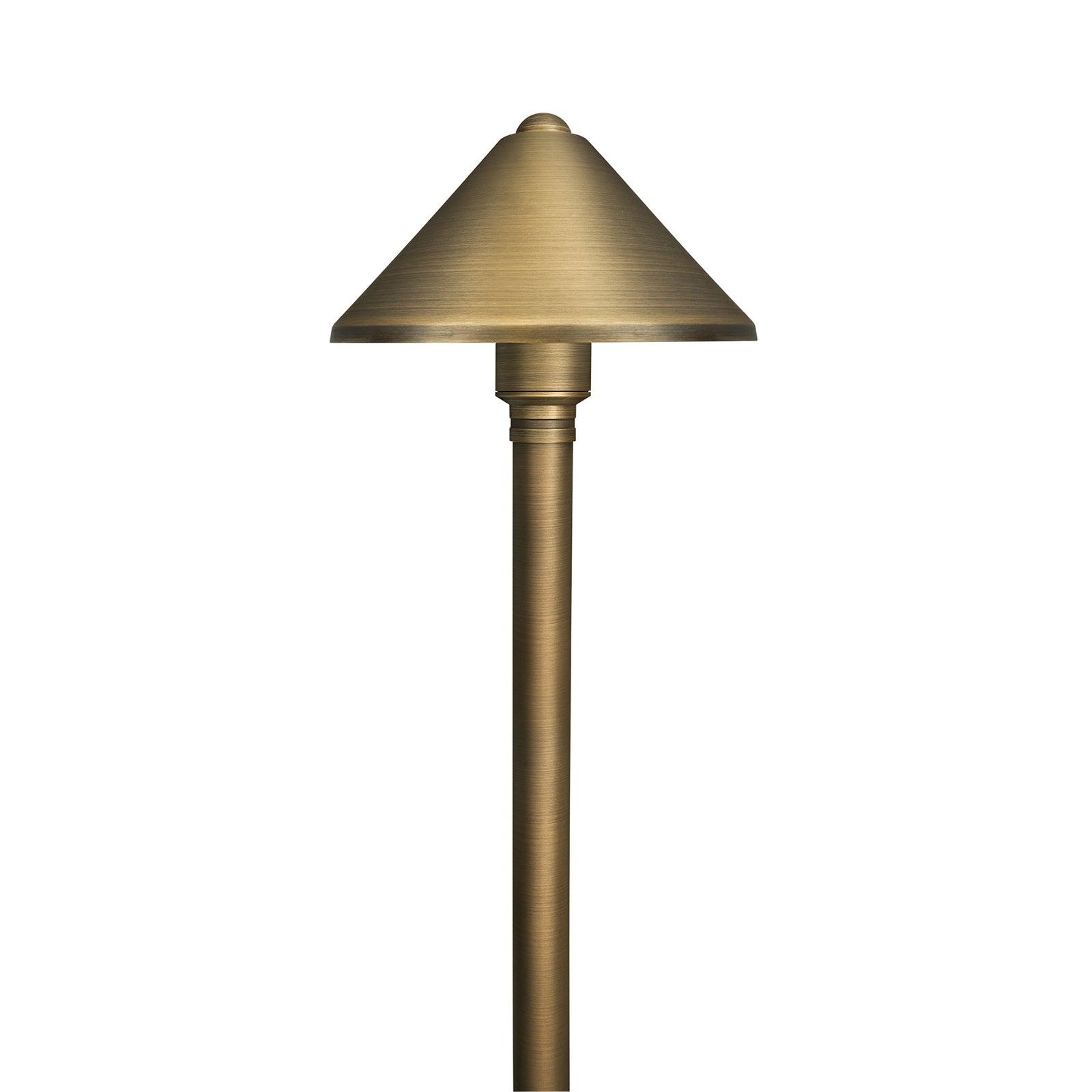 Low Voltage Solid Brass Pathway Light, Cone Head (5.4" Shade, 20" Tall), 12V AC/DC, 3W, 180lm, 2700K