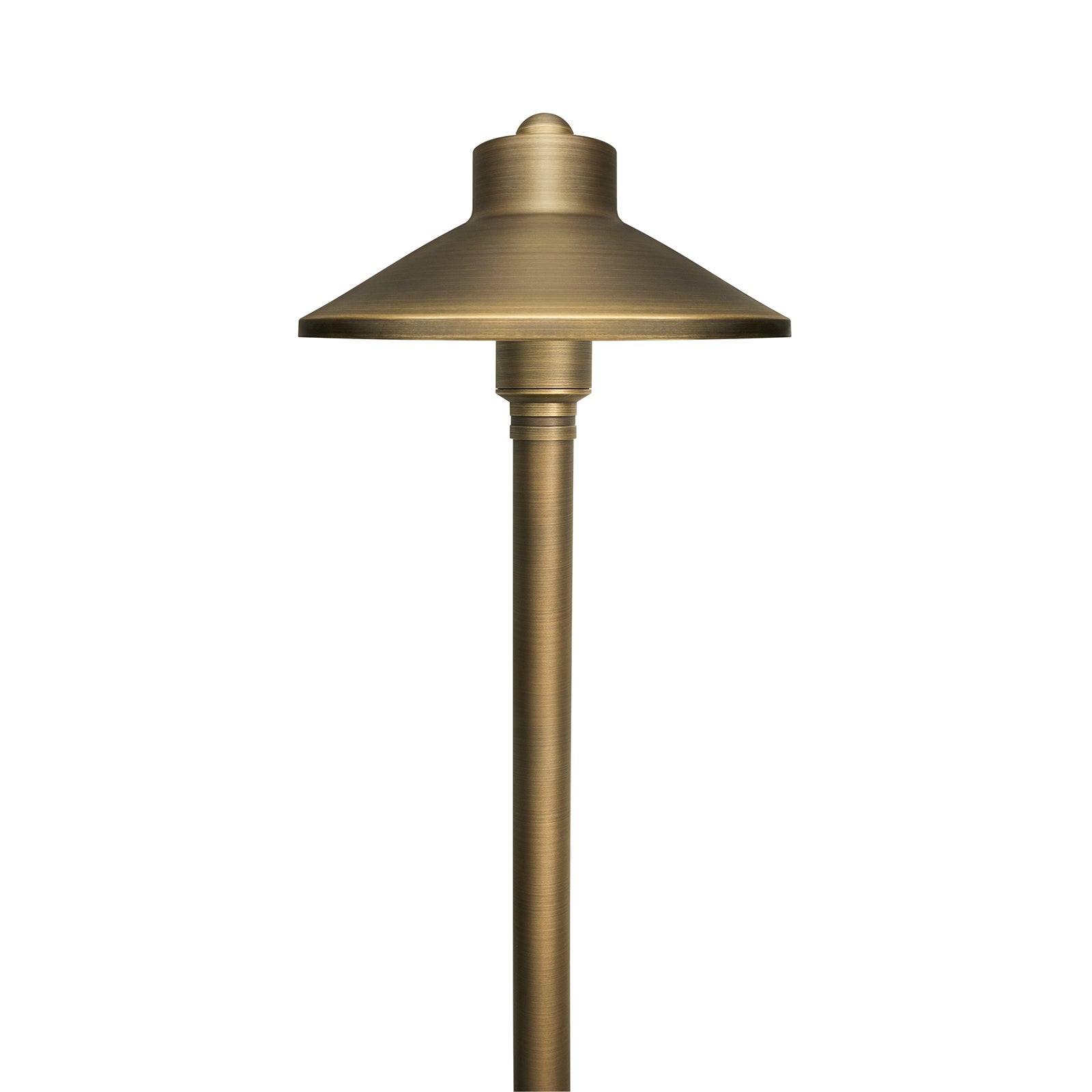 Low Voltage Solid Brass Pathway Light, Big China Hat (6.7" Shade, 20" Tall), 12V AC/DC, 3W, 180lm, 2700K
