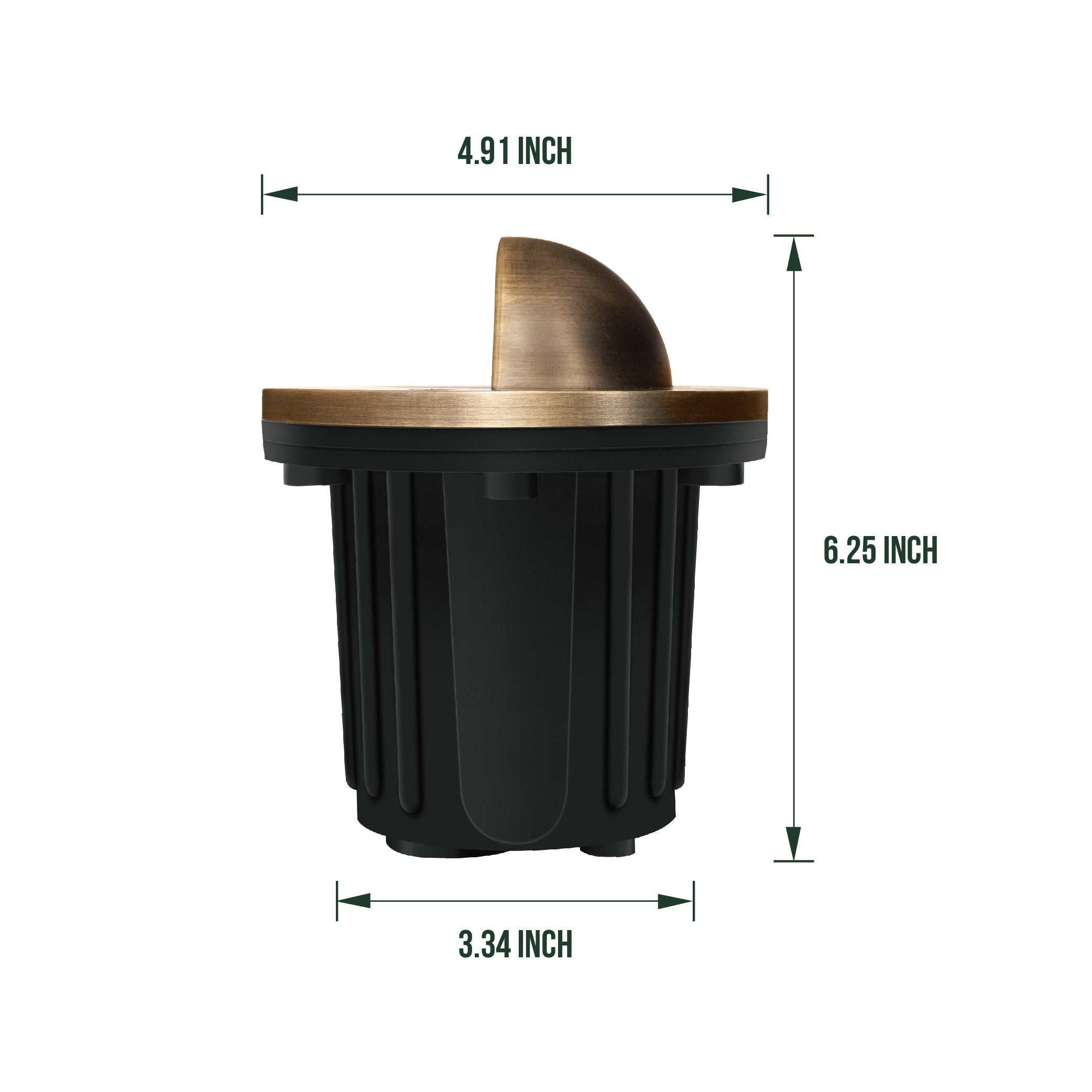 Low Voltage Brass In-ground Well Light, Beacon Top, 12V AC/DC, 5W, 140Lm, 2700K (MR16 Bulb Included)