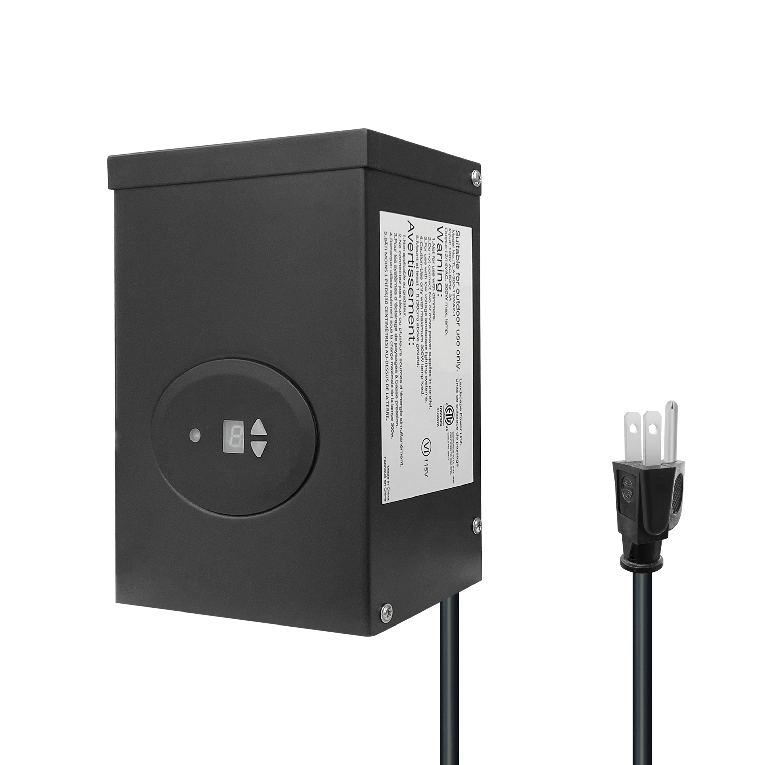 300W Transformer, 120V AC to 12V/14V AC, Integrated Photocell & Timer, ETL Listed, CEC VI Certified