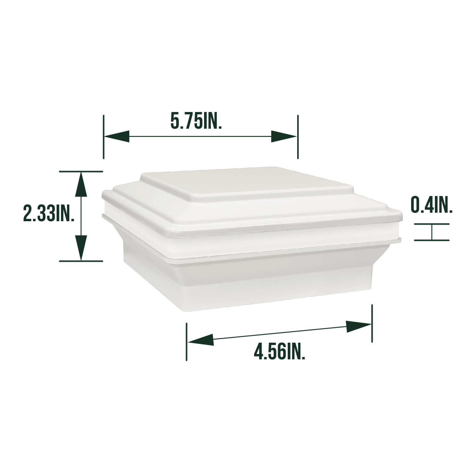 Low Voltage Post Cap Light, Flat Top, Classic White, 4.5"x4.5" Opening, 2.5W, 12lm, 3000K