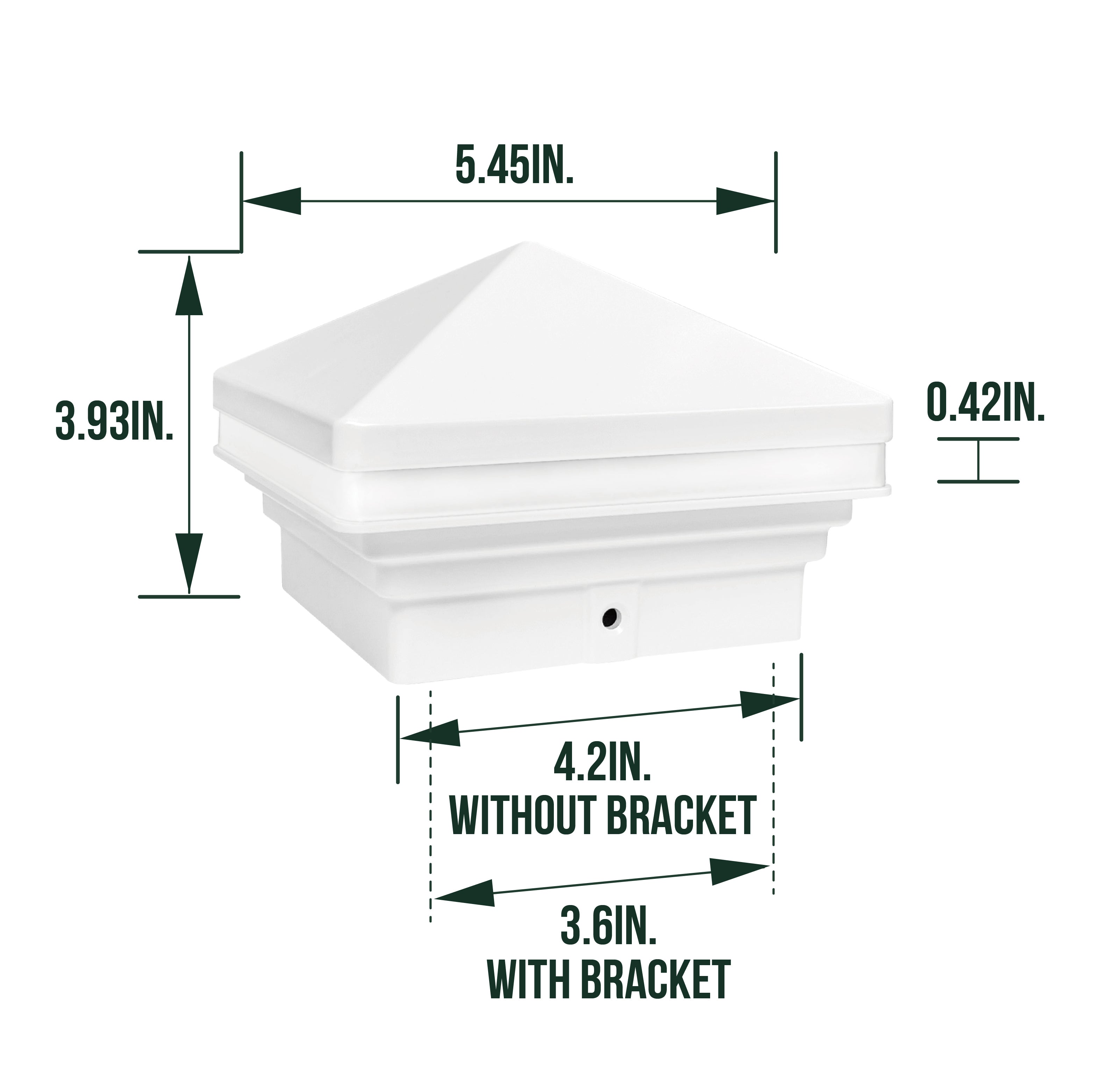 Low Voltage Pyramid Post Cap Lights,  9-15V AC/DC, 3W, 40 LM, 2700K, IP65, White
