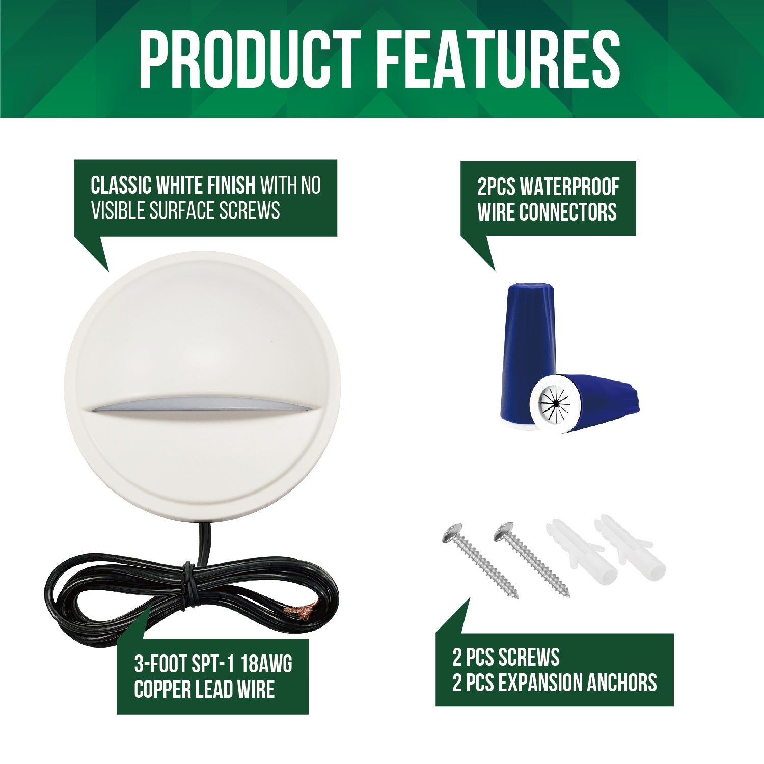 Low Voltage Eyelid Deck Post Light, Classic White, ∅3.35" X H1.23", 9-15V AC/DC, 2W, 40lm, 2700K