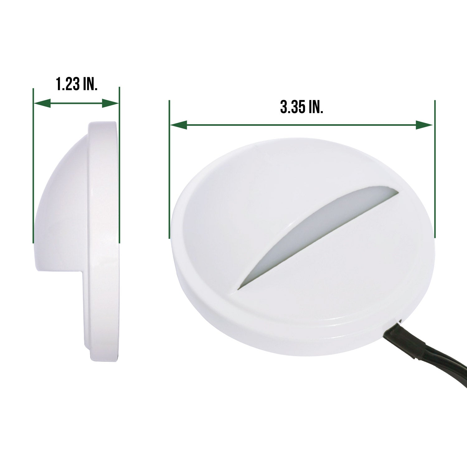 Low Voltage Eyelid Deck Post Light, Glossy White, Φ3.35" X H1.23", 9-15V AC/DC, 2W, 40lm