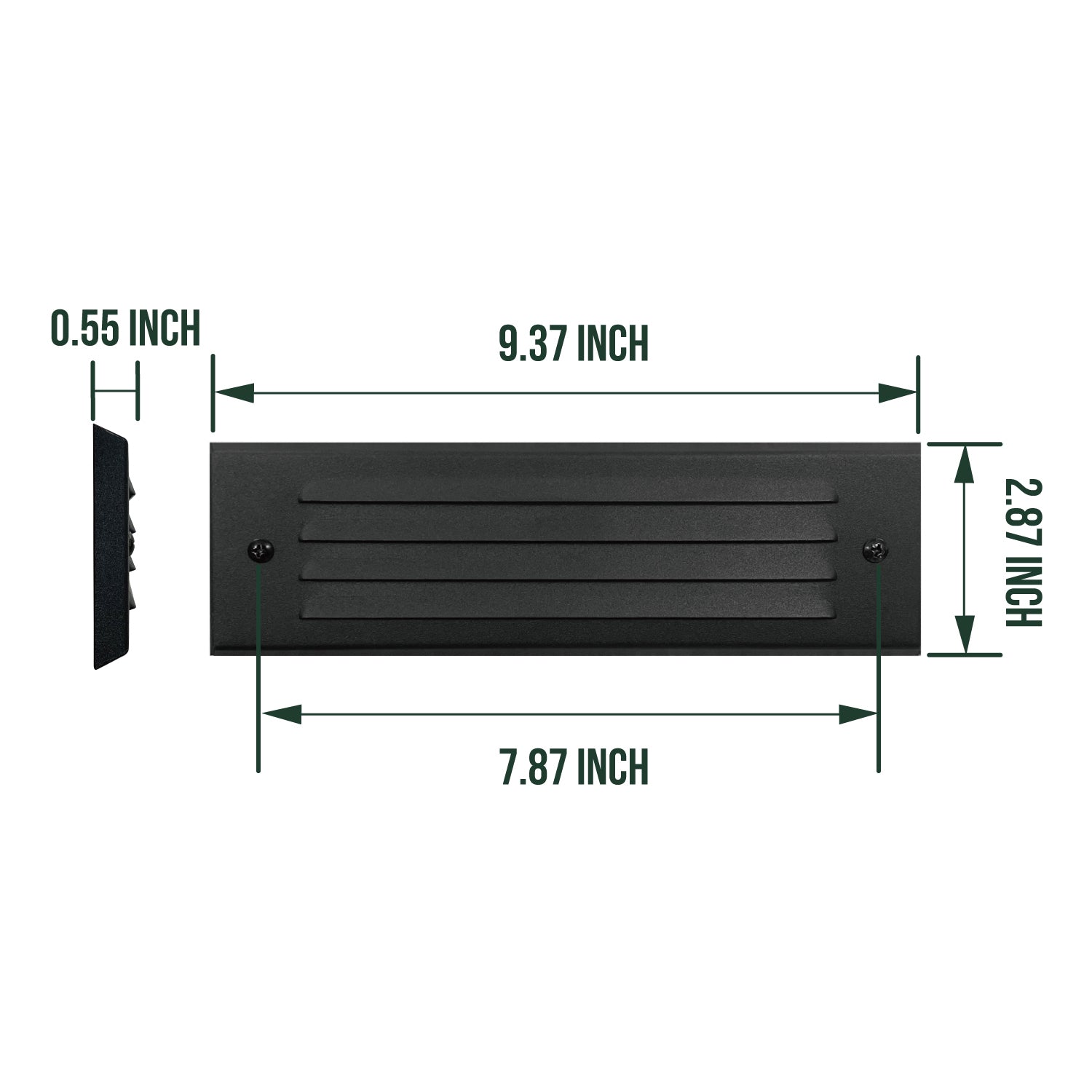 Low Voltage Louvered Step Light, 4W 12V Surface Mount, IP65,  9.37" x 2.87" x 0.55"