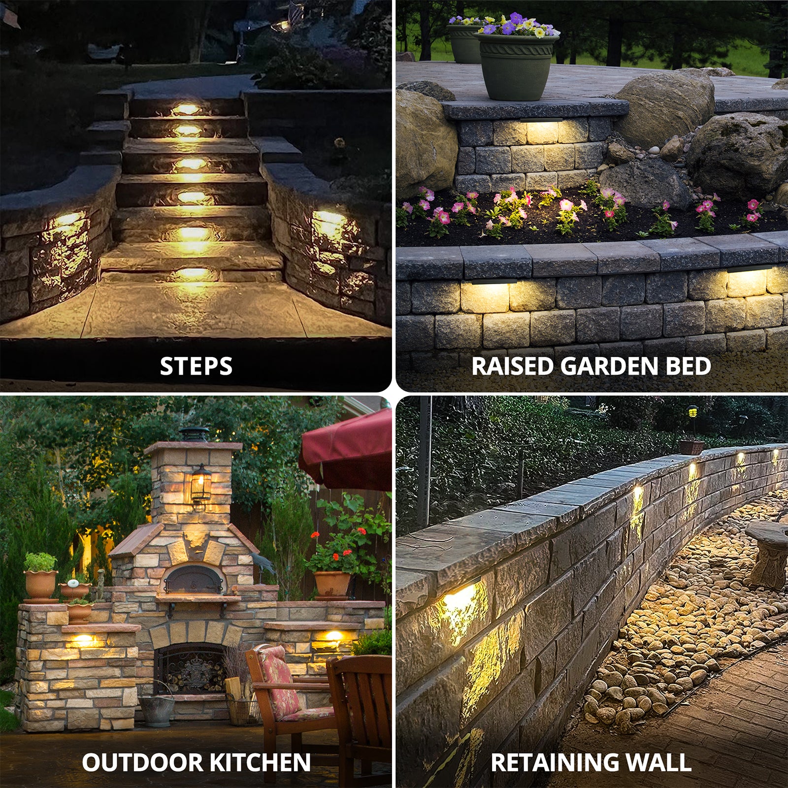 Replaceable Low Voltage Hardscape Light, Retaining Wall Lights, 6.8" Length, 9-15V AC/DC, 1.5W, 200lm, 2700K, Gray