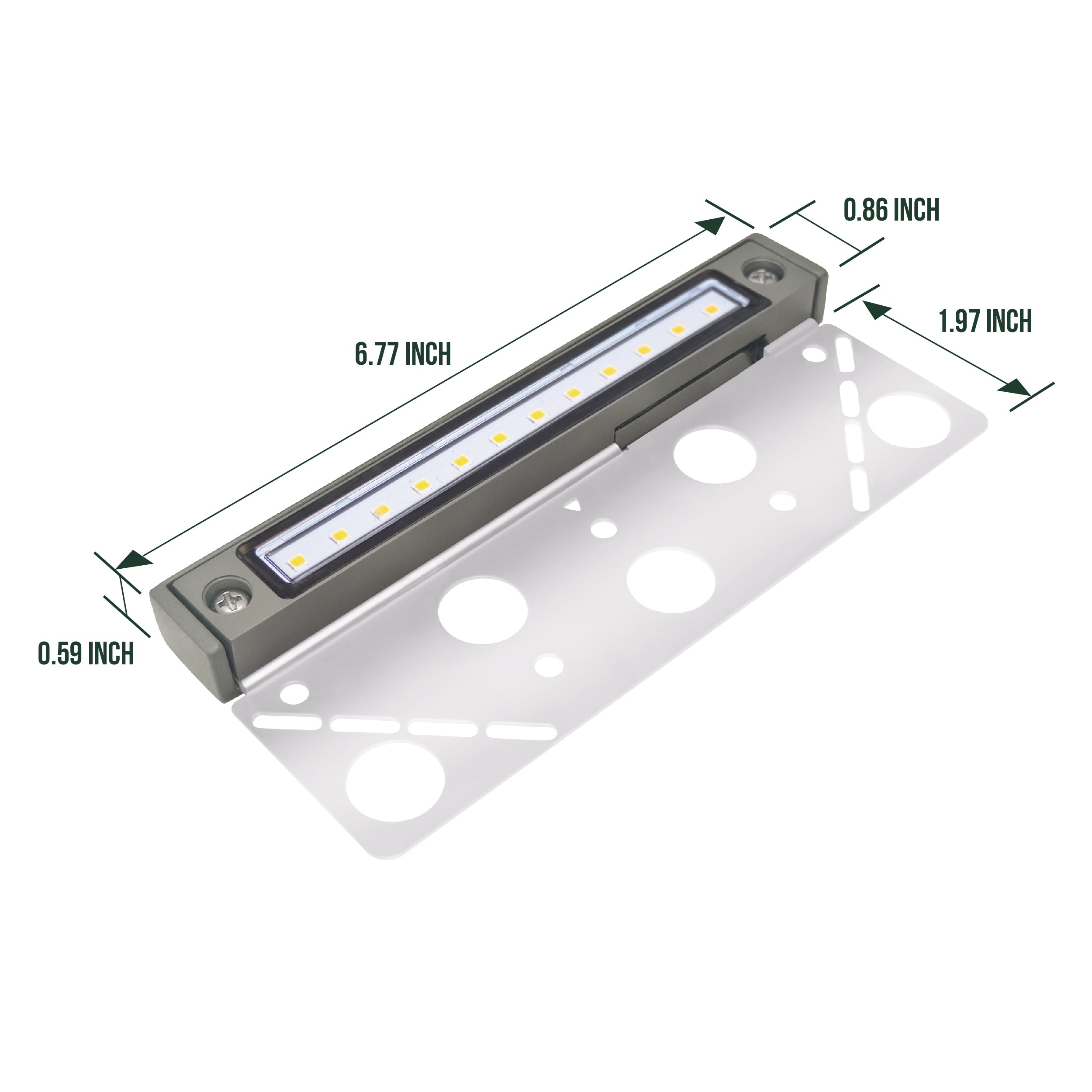 Replaceable Low Voltage Hardscape Light, Retaining Wall Lights, 6.8" Length, 9-15V AC/DC, 1.5W, 200lm, 2700K, Gray