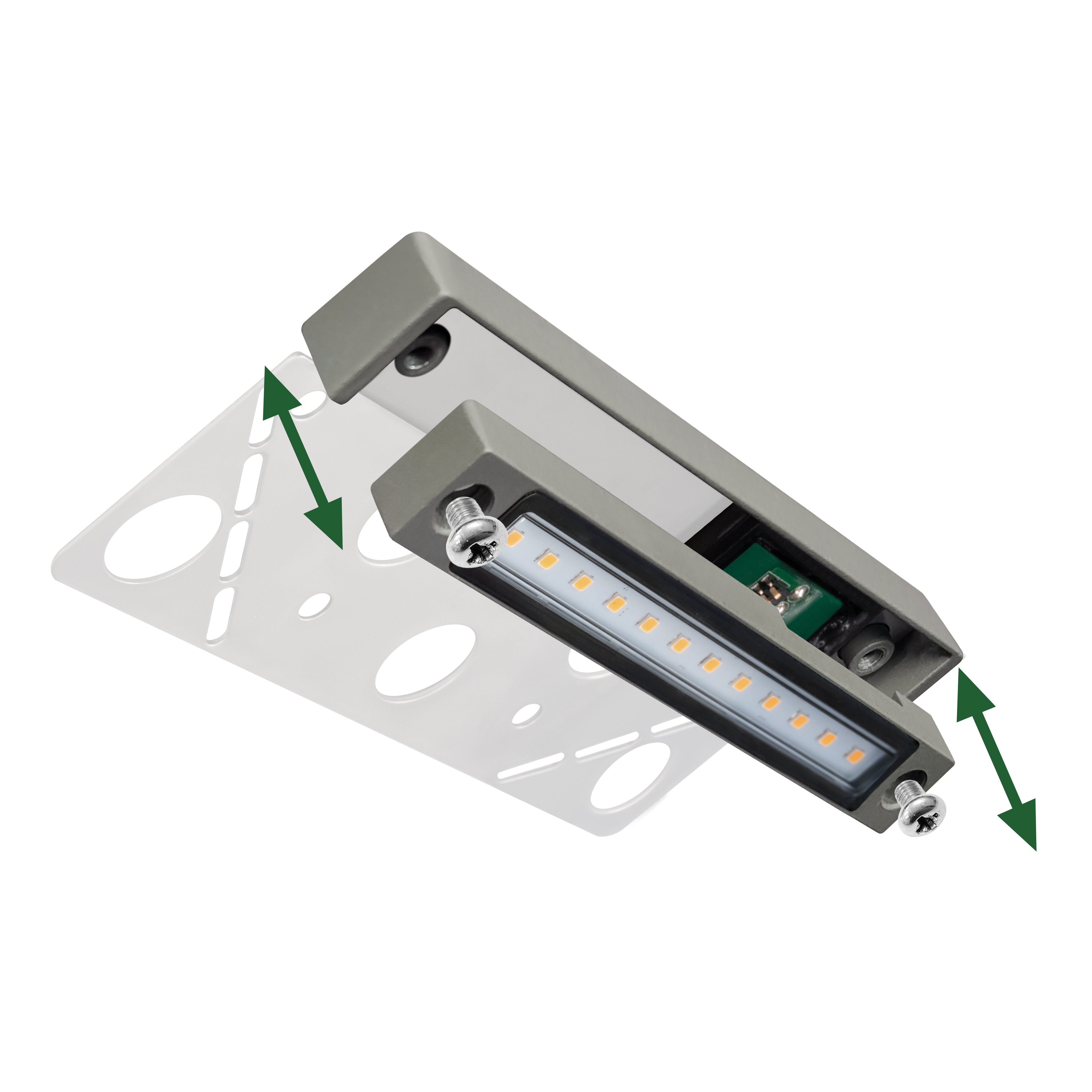 Replaceable Low Voltage Hardscape Light, Retaining Wall Lights, 6.8" Length, 9-15V AC/DC, 1.5W, 200lm, 2700K, Gray