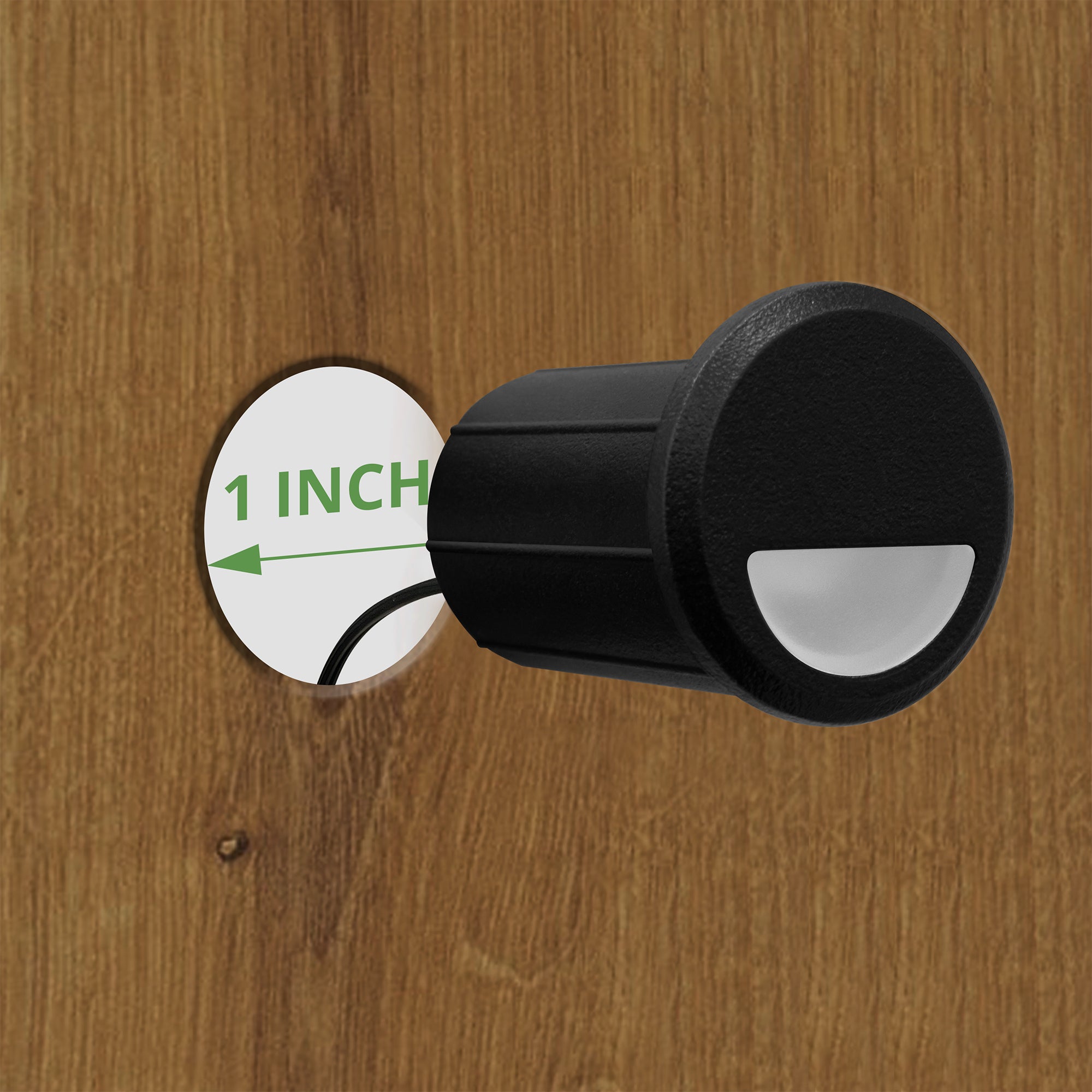 Low Voltage Recessed Stair Riser Light, Mini Size Eyelid Shape ∅1", Black, 12V AC/DC, 1W, 5lm, 3000K Gen 2