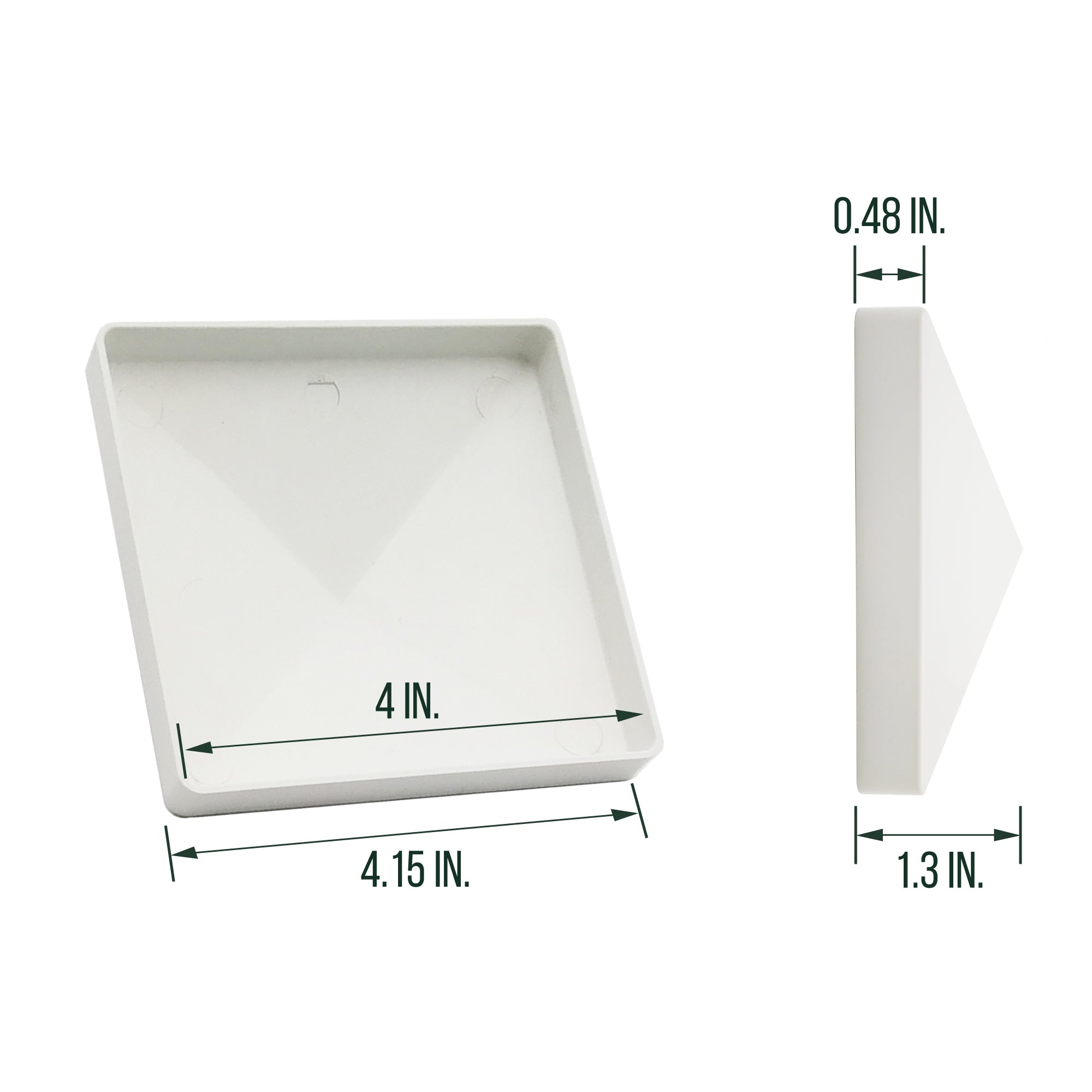 4" x 4" / 5" x 5" Pyramid Post Top Cap, Vinyl, White