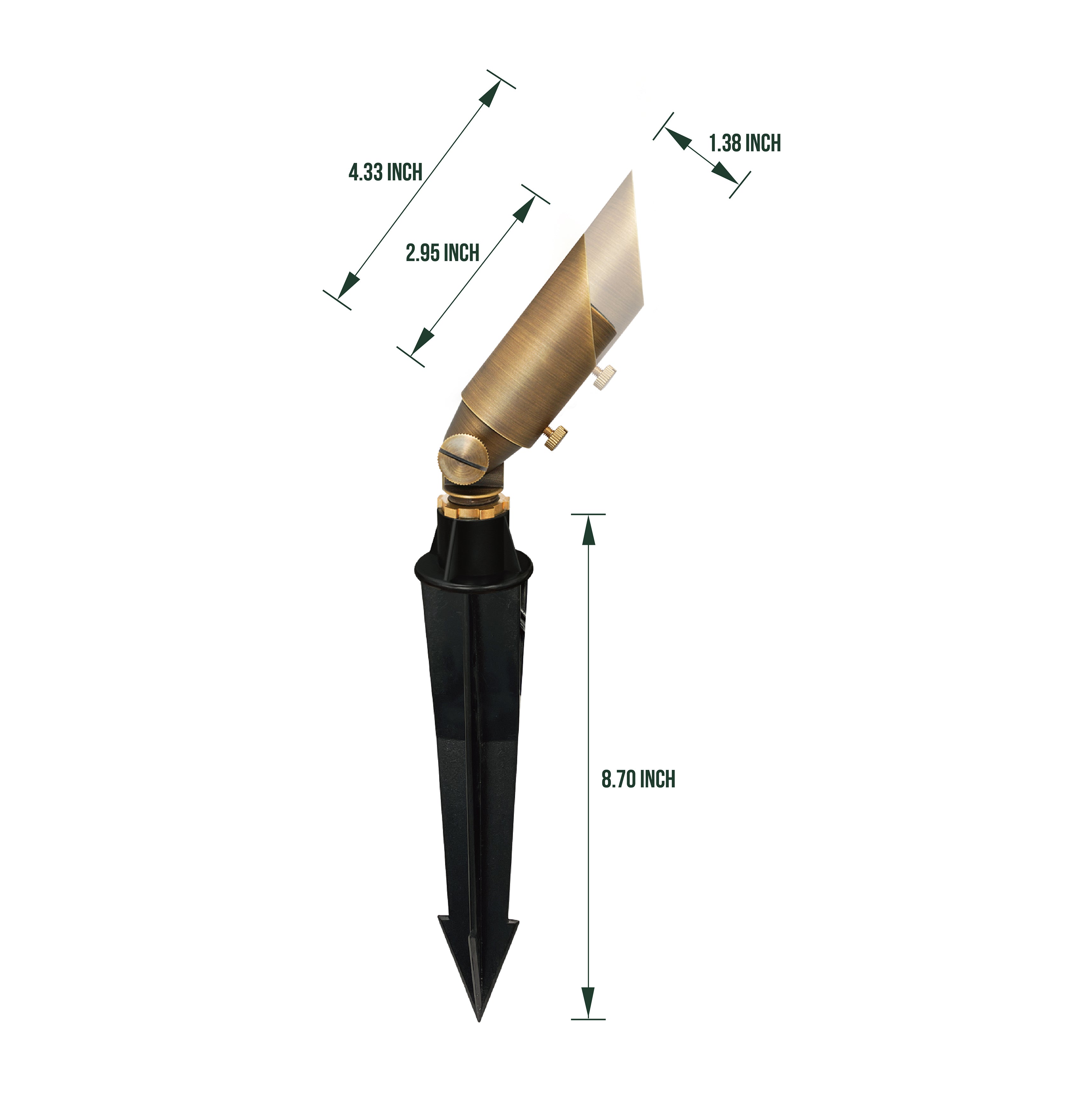 Low Voltage Mini Size Brass Spotlight, Shroud Adjustable, 12V AC/DC, 3W, 180lm (MR8 Bulb Included)