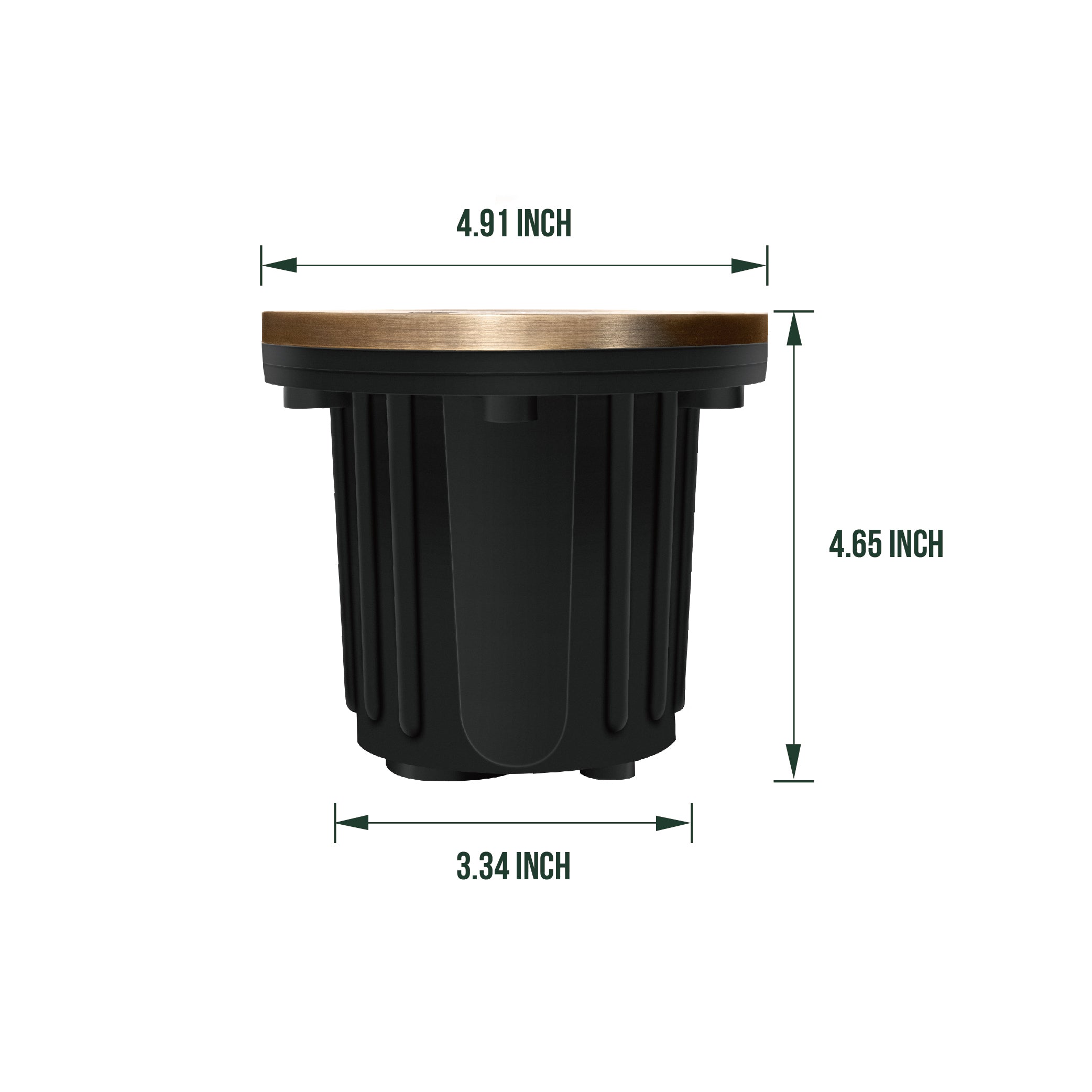 Low Voltage Brass In-ground Well Light, Flat Top, 12V AC/DC, 5W, 410Lm, 2700K (MR16 Bulb Included)