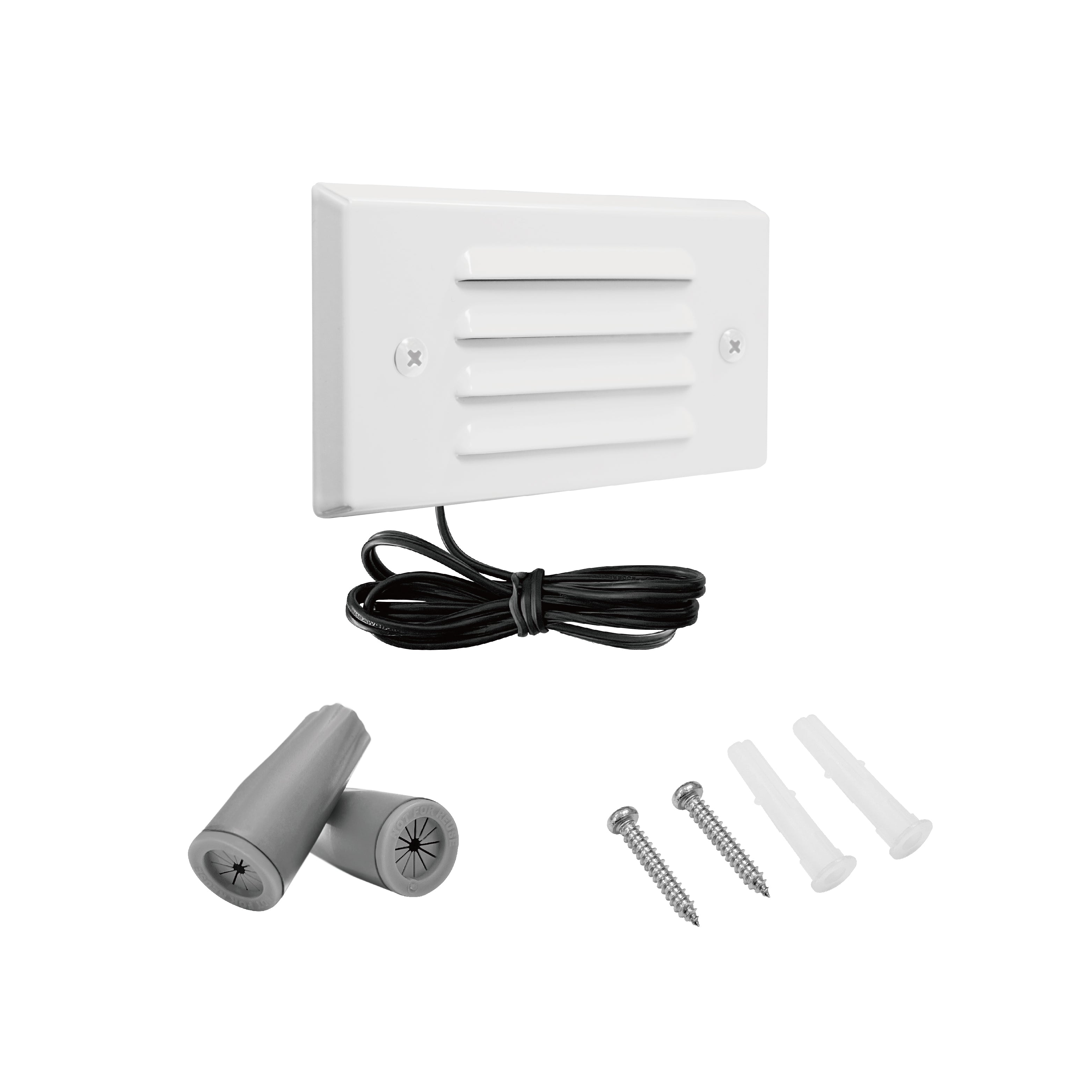 Low Voltage Louvered Step Light, 9-15V, 3W, IP65, 5.39" x 2.87" x 0.55", White