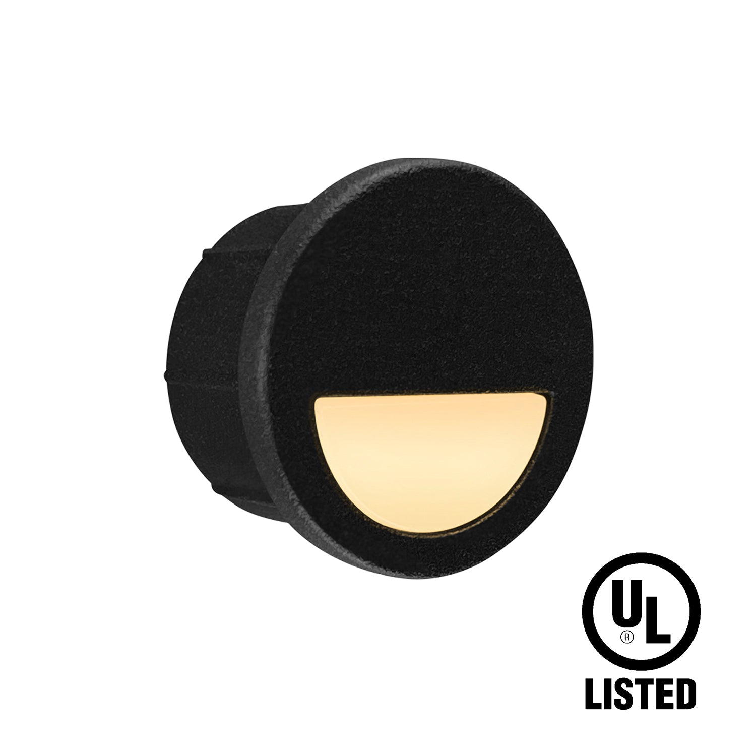 Low Voltage Recessed Mini Size Eyelid Step Light with Integrated LED Chips, 1W, 12V AC/DC, Black, Φ1", 3000K