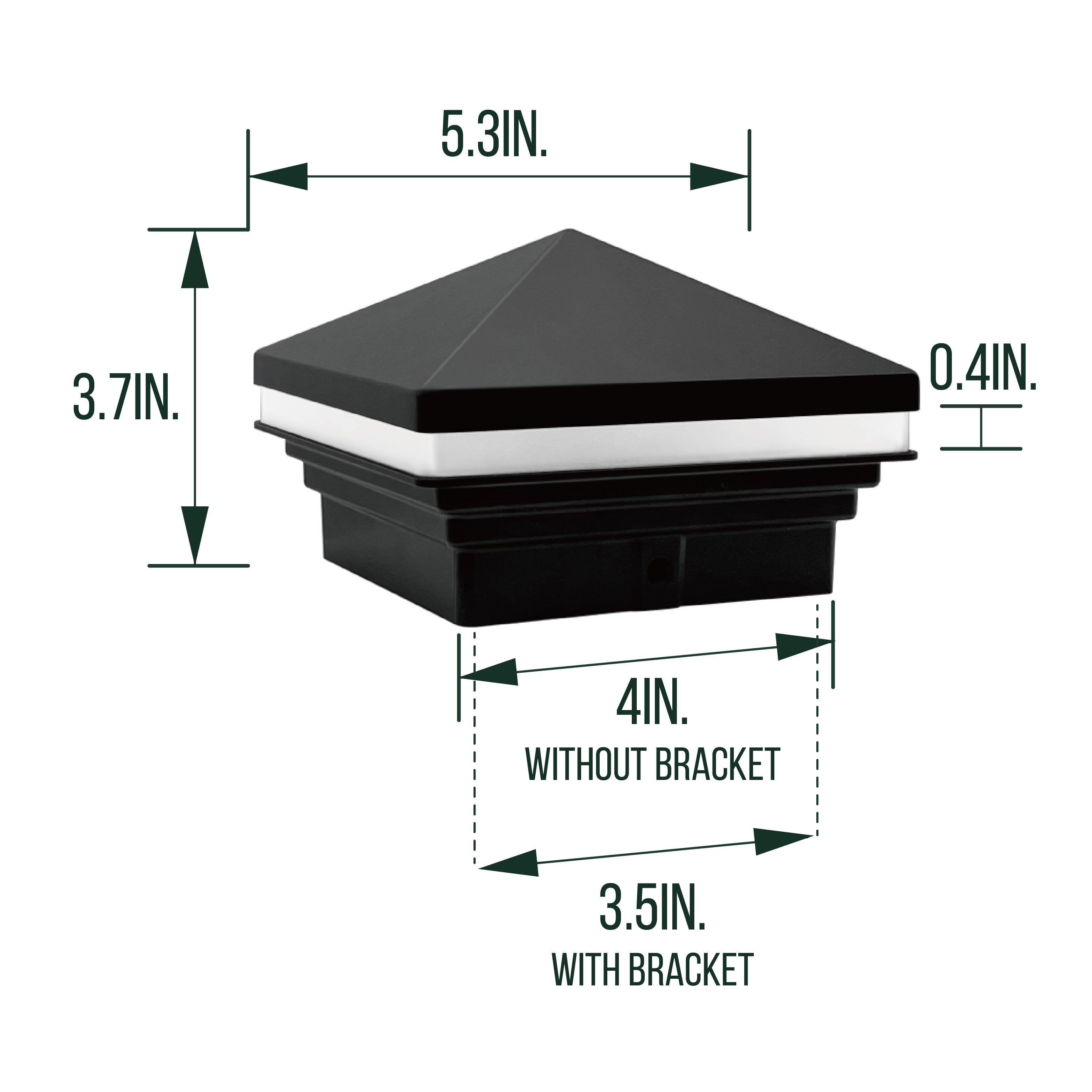 Low Voltage Pyramid Post Cap Lights, 9-15V AC/DC, 3W, 30 LM, 2700K, IP ...