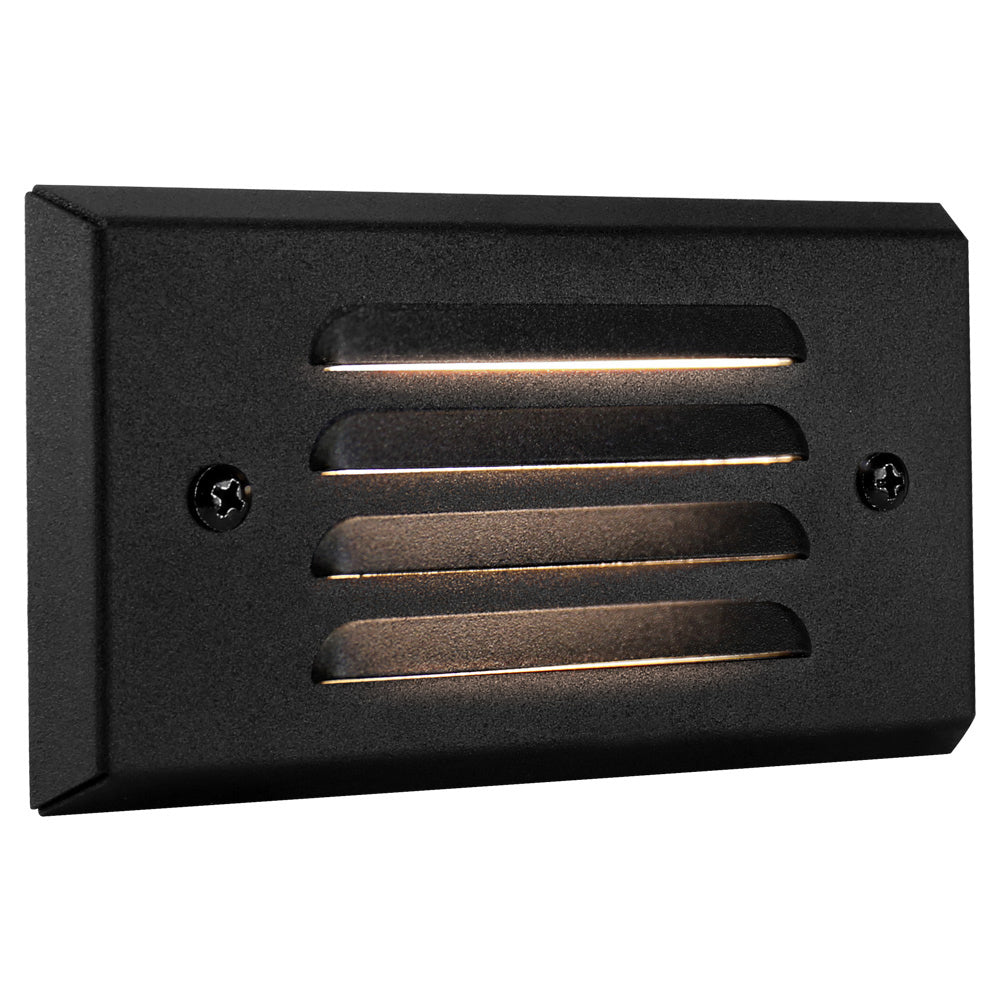 Low Voltage Louvered Step Light, 9-15V AC/DC, 3W, IP65, 5.39" x 2.87" x 0.55", Black