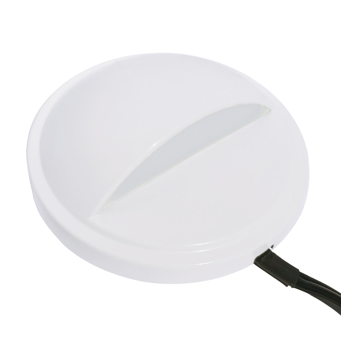 Low Voltage Eyelid Deck Post Light, Glossy White, Φ3.35" X H1.23", 9-15V AC/DC, 2W, 40lm