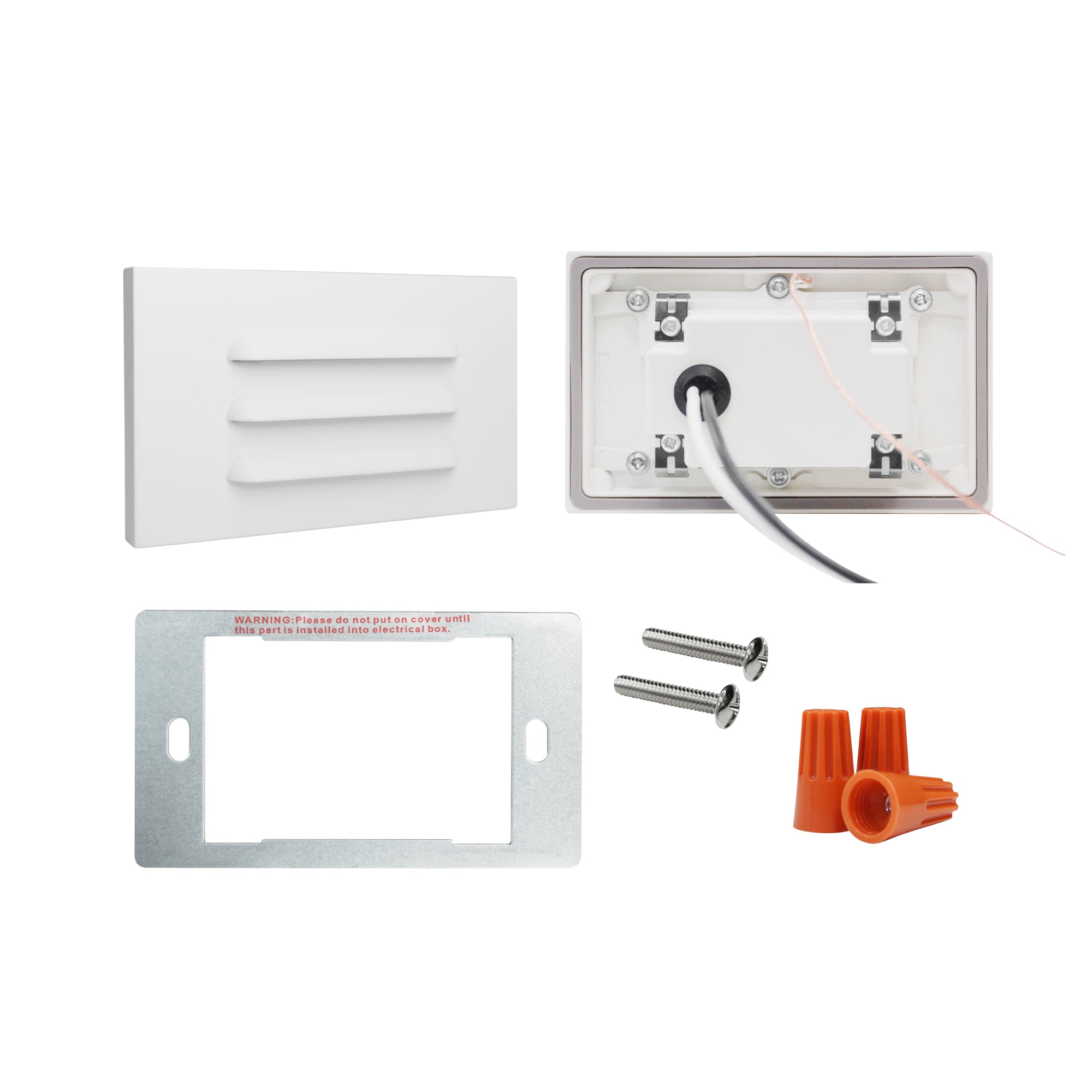 Line Voltage Louvered Dimmable Step Light, 120V AC, 3.5W, 110LM, 4.72" x 2.87" x 0.39", ETL Listed, White