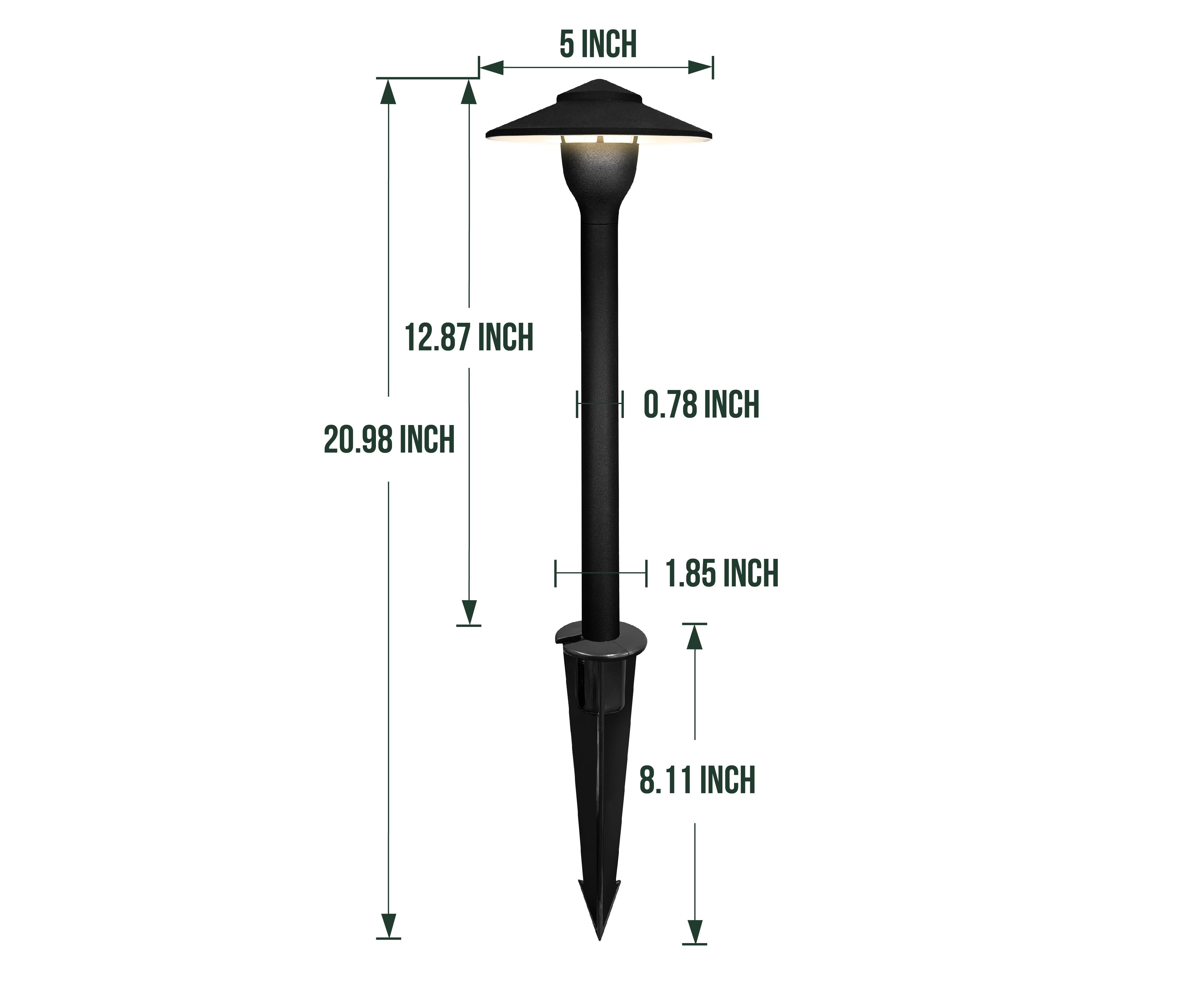 Low Voltage Round Hat Pathway Light, 9-15V AC/DC, 3W, IP68 Rated, 3000K