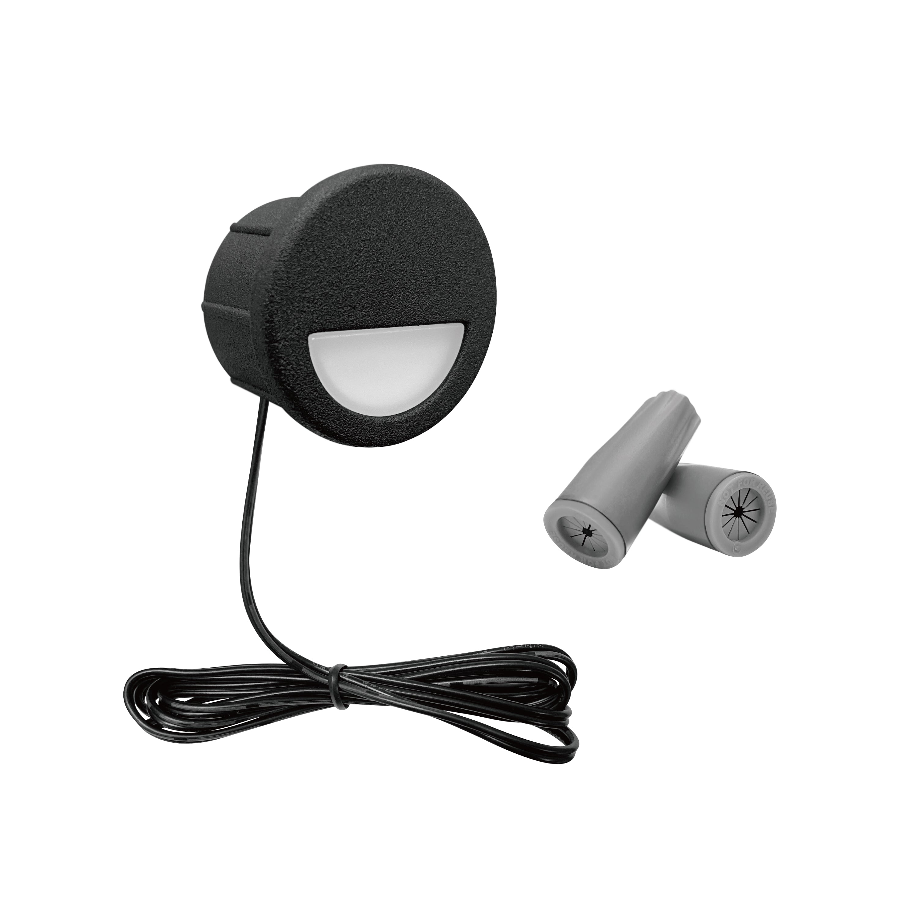 Low Voltage Recessed Stair Riser Light, Mini Size Eyelid Shape Φ1", Black, 12V AC/DC, 1W, 5lm, 3000K