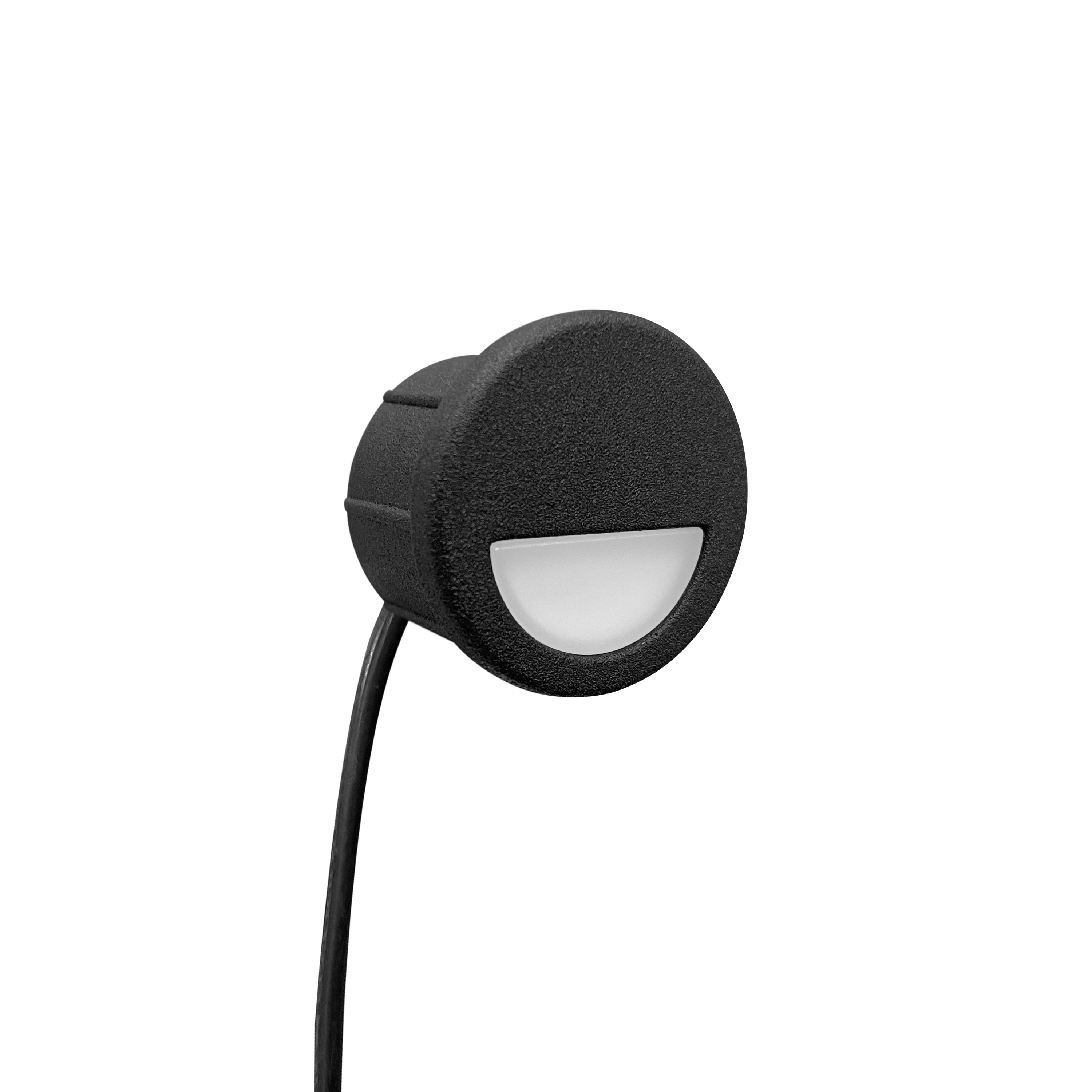 Low Voltage Recessed Stair Riser Light, Mini Size Eyelid Shape Φ1", Black, 12V AC/DC, 1W, 5lm, 3000K