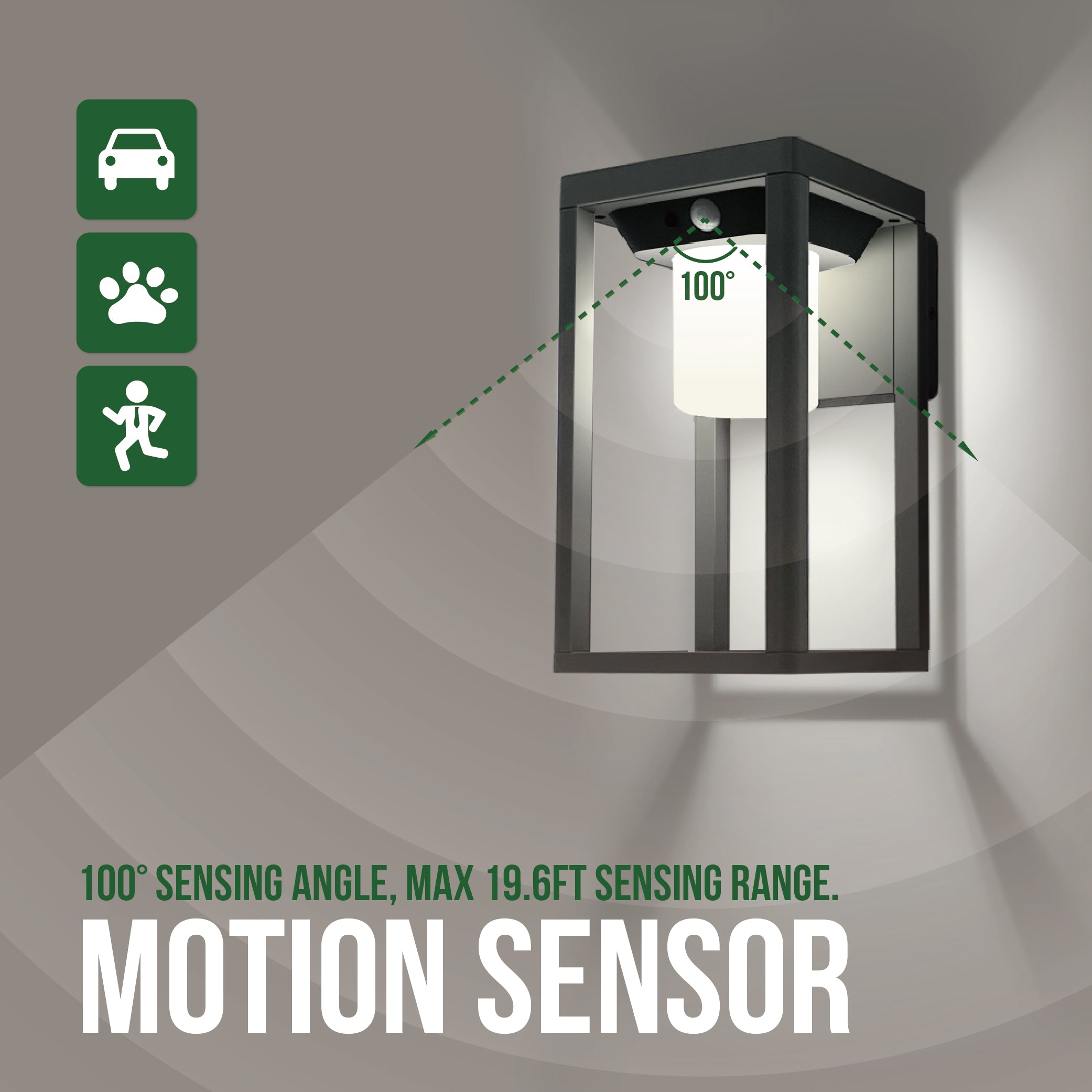 Solar Motion Sensor Outdoor Wall Light, Three Modes, 300LM