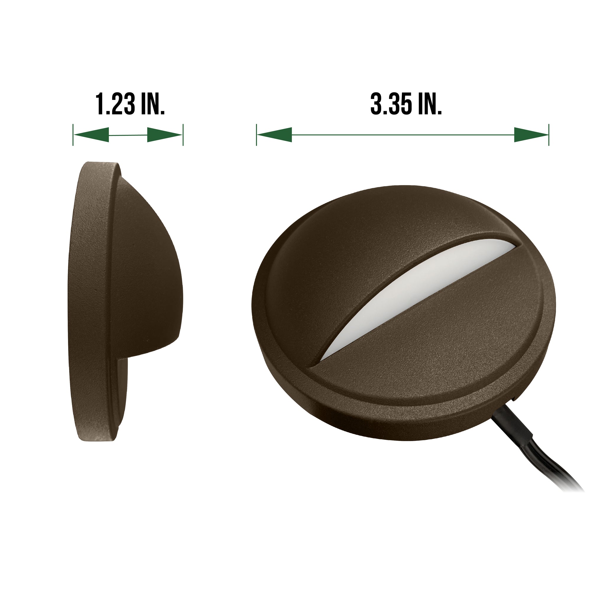 Low Voltage Eyelid Deck Post Light, Dark Brown, Φ3.35" X H1.23", 9-15V AC/DC, 2W, 30lm